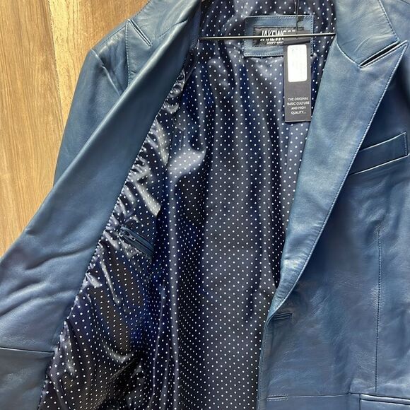 JAKEWOOD - Buttersoft Leather Blazer Style # 7000 in Navy Blue - Picture 5 of 7